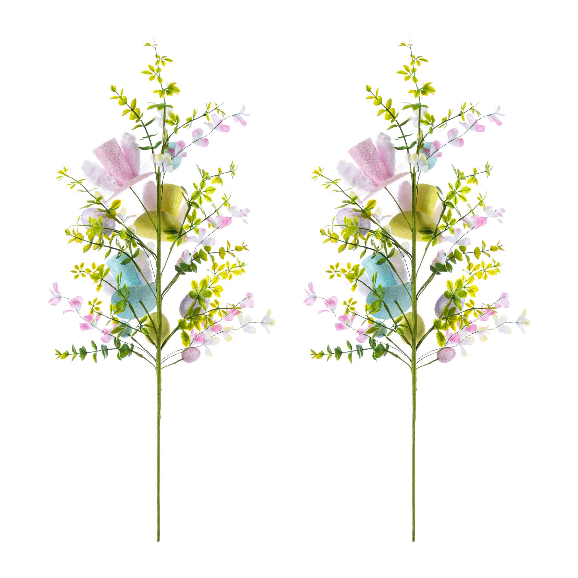 Glitzhome® 28" Easter Glitter Egg & Top Hat Picks Set